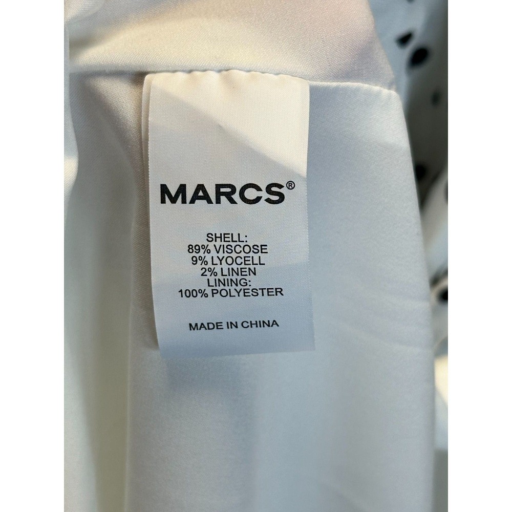 MARCS Polka Dot Dress Womens 10 White V-Neck Short Sleeve Midi Fit & Flare NEW - Picture 9 of 11